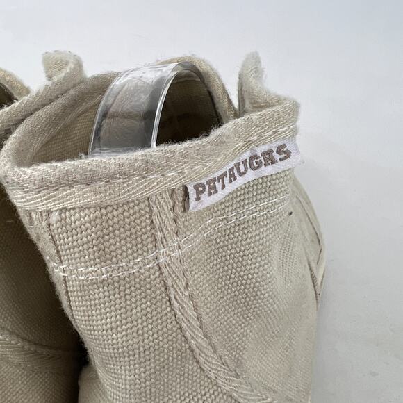 Pataugas canvas high top mens size 7 tan minimalist athletic sneakers shoes - Picture 8 of 12